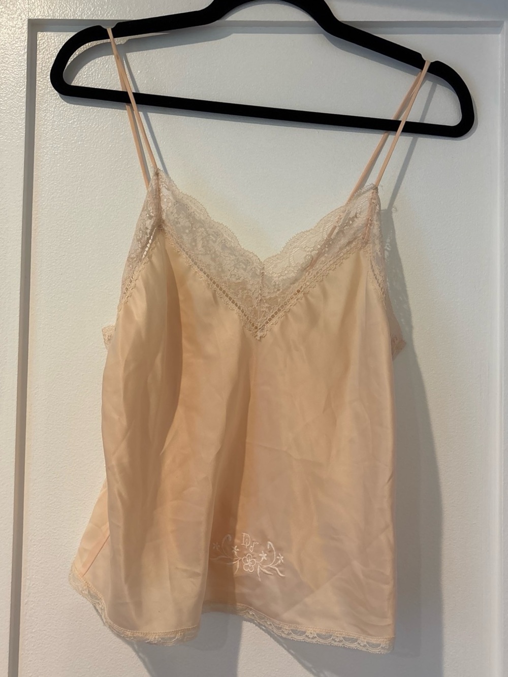 Dior Blush Cream Lace-Trim Silk Camisole
